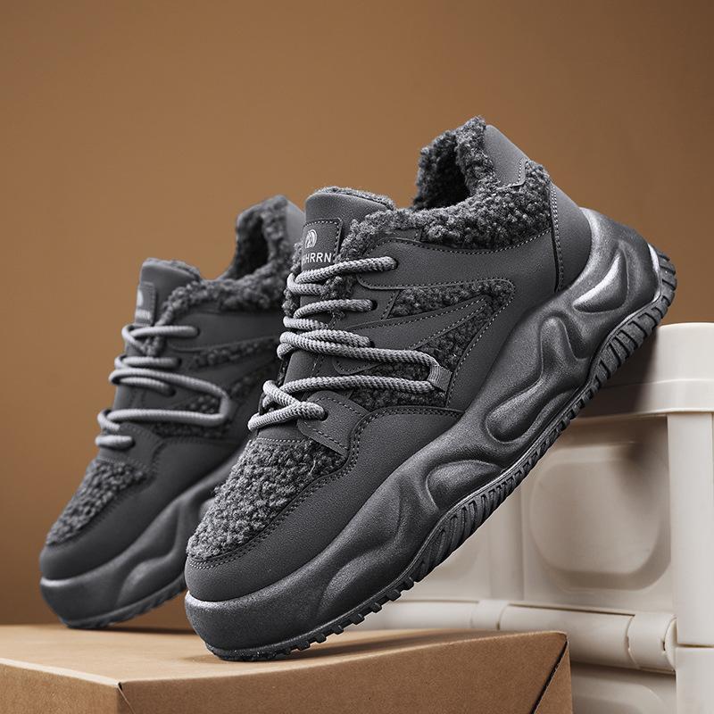 Хлопковая обувь мужская зимняя бархатная теплая модная платформа мужские кеды универсальные повседневные хлебные нескользящие зимние ботинки