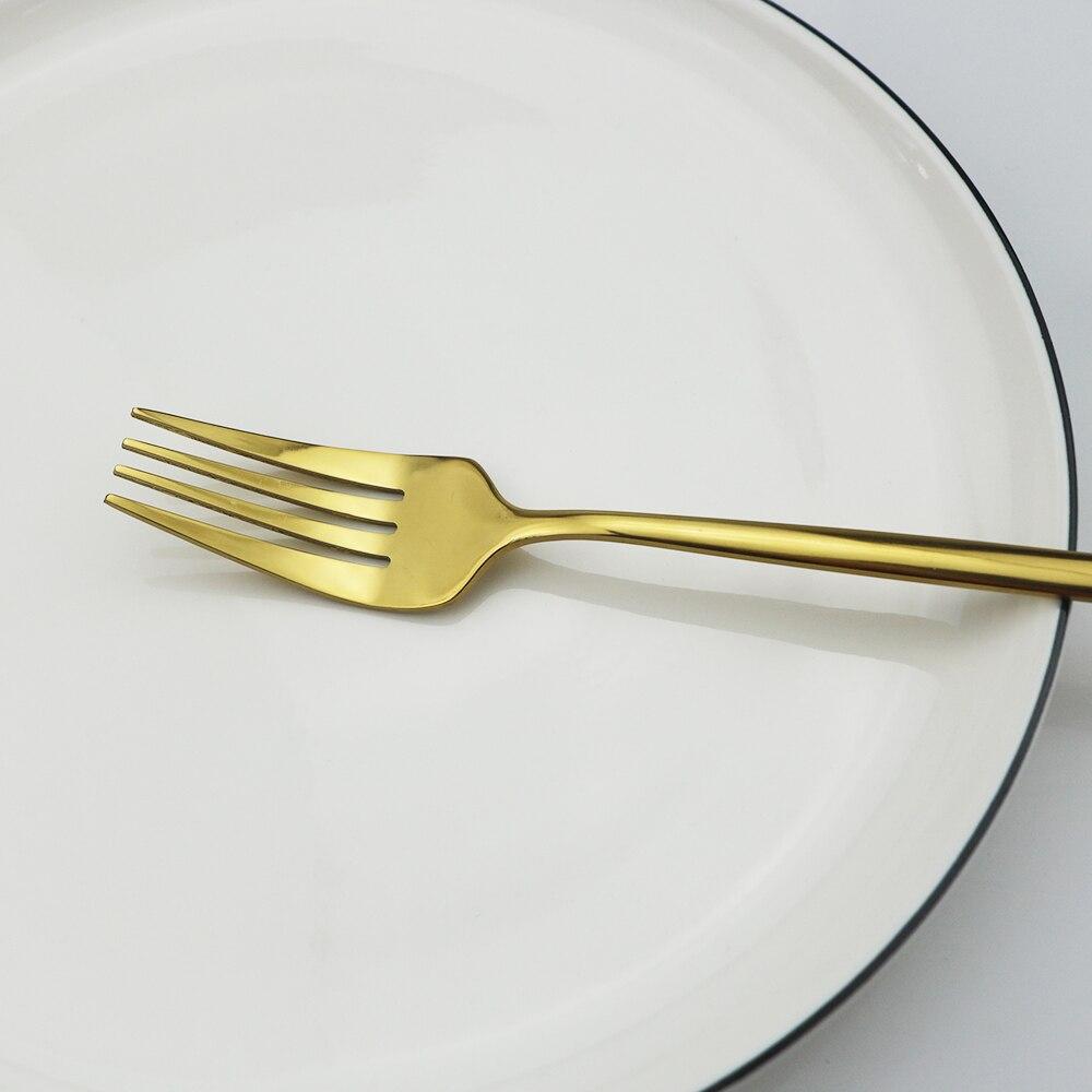 6pcsset Fork Salad Set Dinner Fork Dinnerware Cutlery Stainless Steel Long Handle Fork Blcak Rainbow Gold Fork Tableware Silverware Set