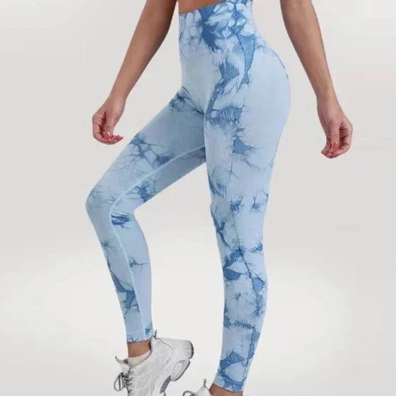 Модные повседневные леггинсы для спортзала с принтом тай-дай, женские штаны для йоги, спортивные леггинсы для бега и фитнеса, облегающие леггинсы с высокой талией и эффектом пуш-ап