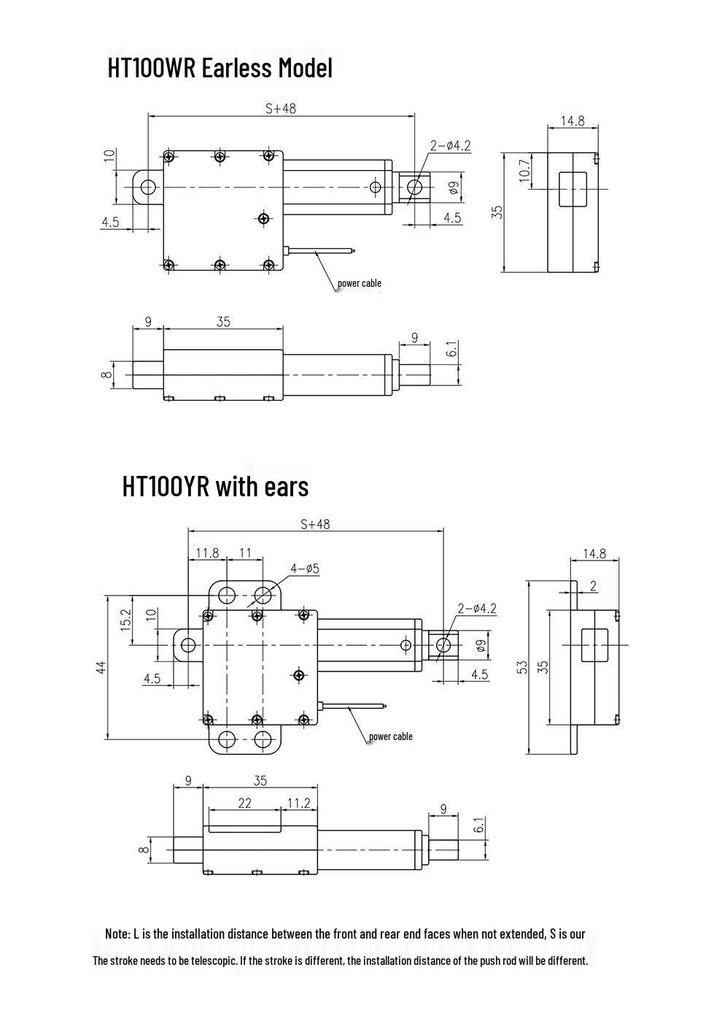 Mini Electric Telescopic Actuator 12/24V: Micro DC Linear Motor for Lifting and Reciprocating with Stroke Adjustment (HT100)