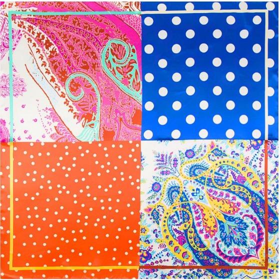 90*90CM Silk Scarf Luxury Brand Dots and Cashew Design Print Bandana Women Silk Foulard Handkerchief Office Lady Neckerchief