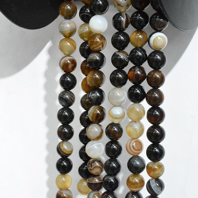 Dark Coffee Brown Stripe Agate Spacer Beads 4-12mm Loose Beads for Jewelry Making Accessories DIY