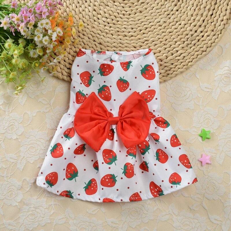 Summer Fruit Printed Dog Skirt for Small Dogs Cats Clothes Sleeveless Dog Vest Puppy Shirt York Chihuahua Pug Dress Costumes
