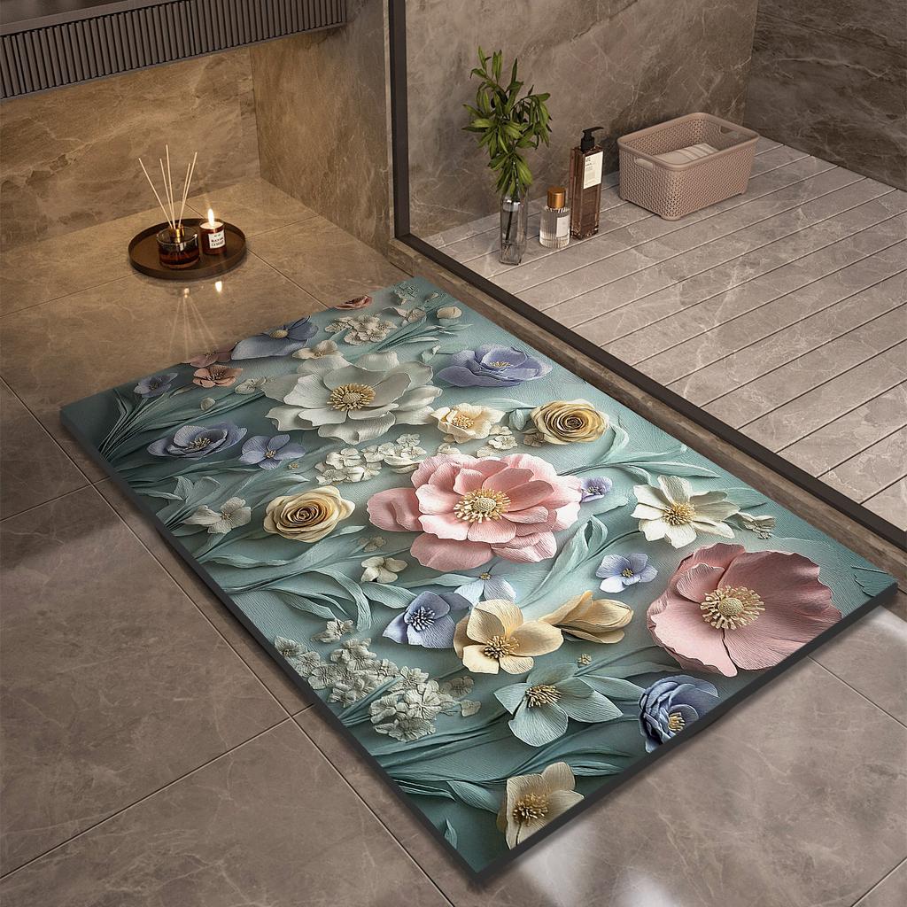 Коврик для ванной комнаты с цветком, нескользящие коврики для ног, впитывающие, быстросохнущие, коврики для душа, коврики для туалета, коврики для двери, моющиеся
