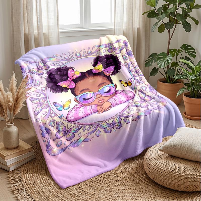 Butterfly Dance Fantasy blanket Personalized Name Flannel Blanket Soft Cozy Plush Throw for Sofa Bed Lightweight Home Decor
