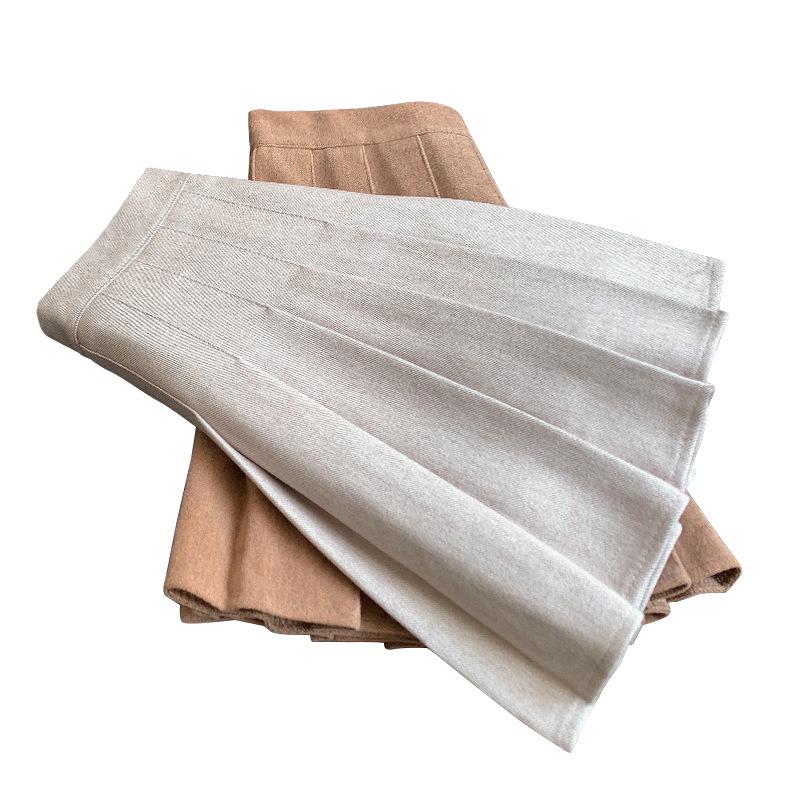 Женская высококачественная черная юбка А-силуэта плиссе из смесовой шерсти - Плотная, с высокой посадкой, стройнящая, большого размера, короткой длины для осени и зимы.