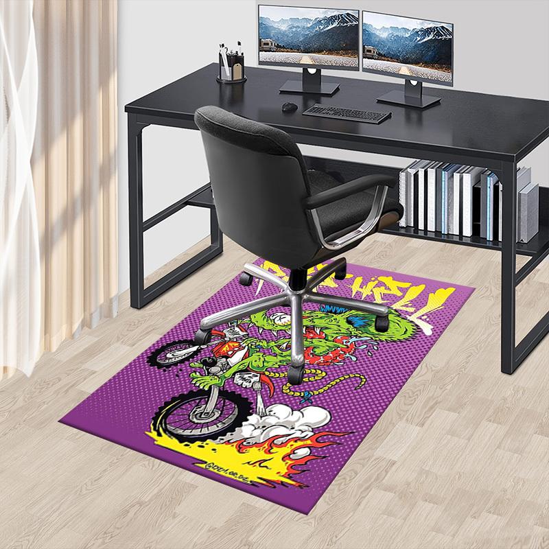 1 шт. Коврик для пола Ride Hell Home Office, Прочный полиэстеровый коврик с легкой очисткой, Офисный декор, Городской стиль, Нескользящая основа