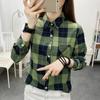Women Shirt Long Sleeve All Match Single-breasted Casual Soft Dressing Up Polyester Plaid Print Women Shirt Top Female Clothing