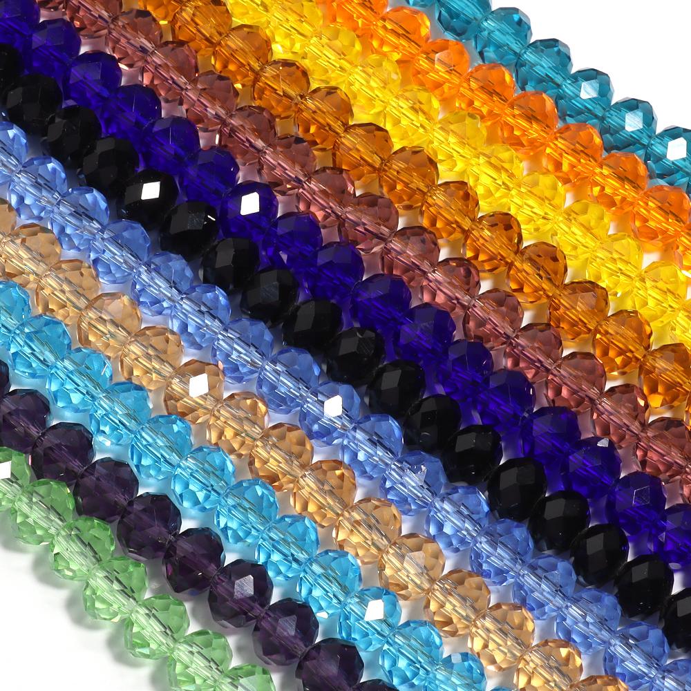 3/4/6/8/10 мм Граненые AB Прозрачные Стеклянные Хрустальные Бусины-Рокдели Разноцветные Распорные Бусины Для Изготовления Украшений DIY Браслет Ожерелье