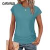 Women's Spring and Summer Round Neck Waist Short Sleeve T-shirt Top