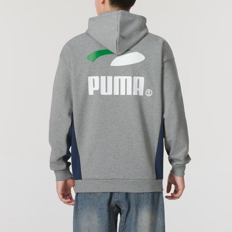 Puma Логотип мода бег тренировочный повседневный толстовка с капюшоном американский винтажный толстовка мужские толстовки серый 628142-53