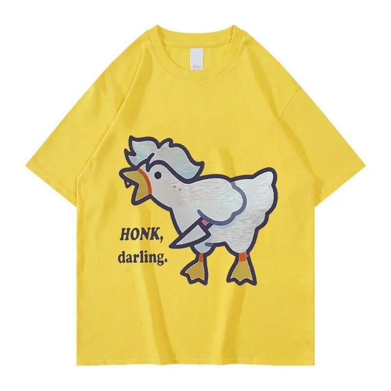 Cute Funny Goose Astarion 2023 Новая графическая футболка унисекс WoUnisex Ретро футболки с короткими рукавами Летняя мода Хлопковая футболка большого размера