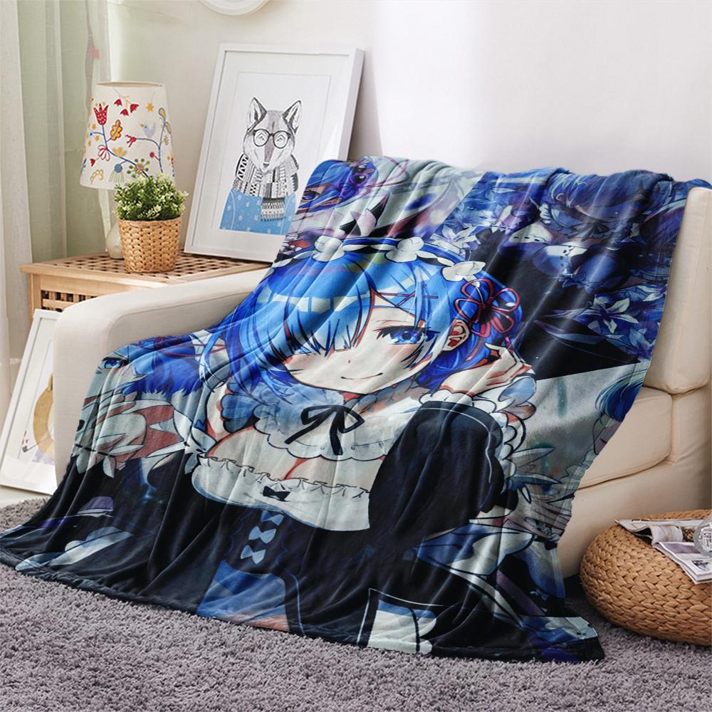 1Pc ReZero Print Flannel Blanket, High quality Comfortable for All Seasons, Home Decor, Warmth and Comfort, Perfect for Christmas Gifts