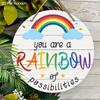 JIT 1pc 2D Flat Pride Day LGBT Love Is Love You Are A Rainbow of Possibilities Pattern Gift Wood Porch Wreath Hanging Print Sign Painting Home