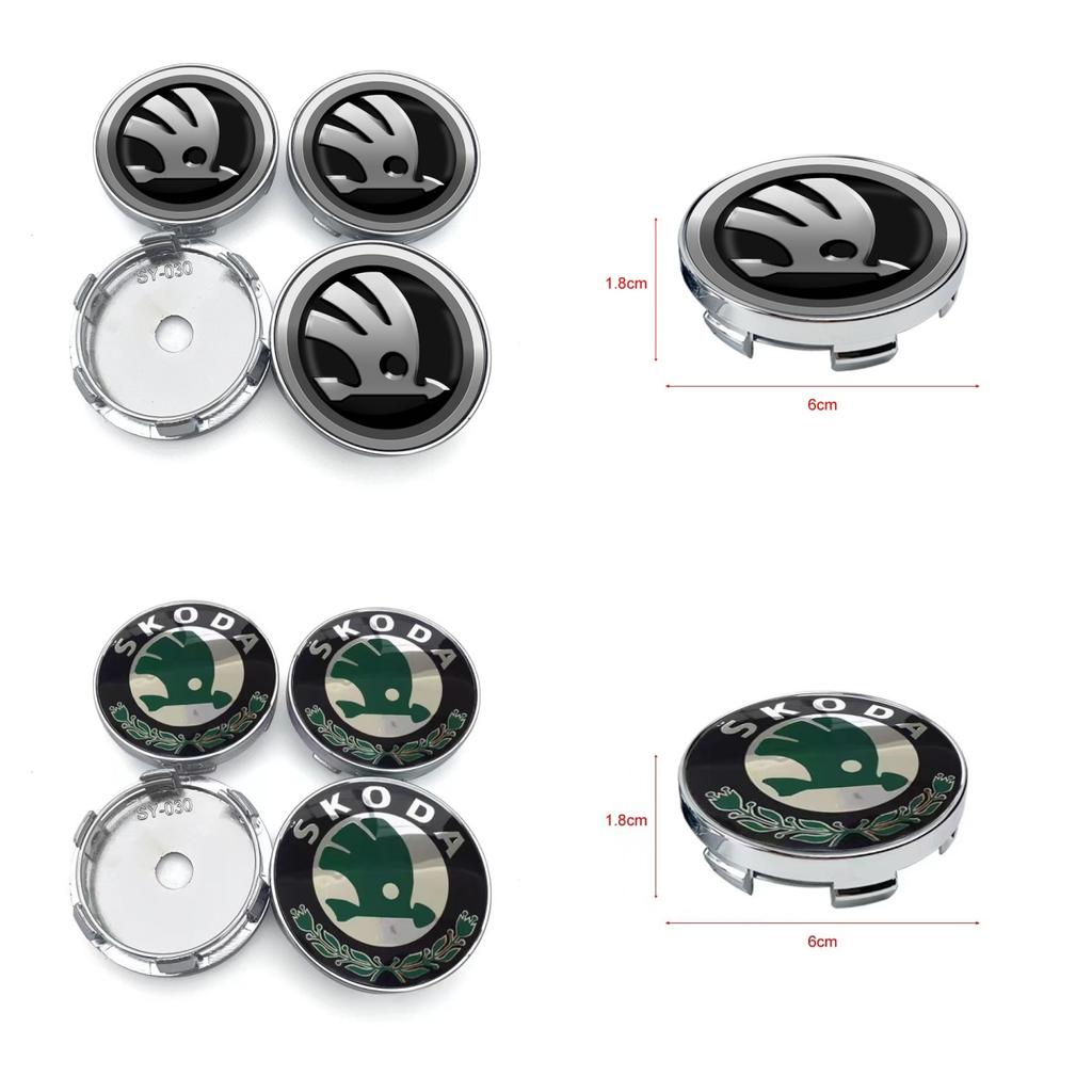 ZDVK6 4pcs 56/60mm Car Wheel Center Hub Cap Car Rims Dust-proof Cover Hubcaps For skoda OCTAVIA FABIA KAMIQ KAROQ KODIAQ RAPID SUPERB