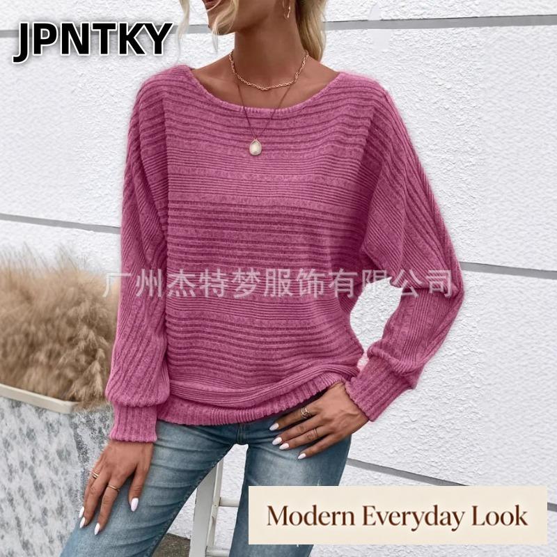 Женские модные повседневные блузки и рубашки JPNTKY с круглым вырезом и длинным рукавом