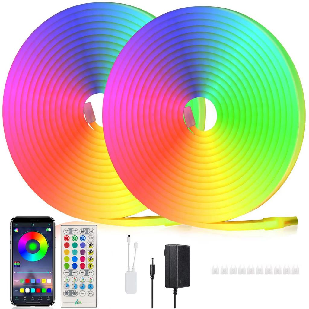 Музыка Синхронизация RGB Светодиодные неоновые ленты Bluetooth APP Дистанционный гибкий веревочный свет