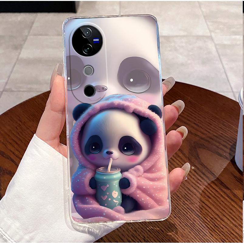 Чехол для VIVO V40 5G Задняя крышка VIVO V40 Pro 5G Милый Кот Любовь Кролик Забавные Мультфильмы Корпус Ультратонкий Прозрачный Мягкий ТПУ Чехол для Телефона