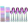 16Pcs Stainless Steel Cutlery Set Vintage Hollow Gold Tableware Knife Fork Tea Ice Spoon Dinnerware Set Wedding Party Silverware