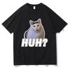 Милые футболки Huh Cat Meme, забавные, классические, унисекс/женская одежда, эстетическая футболка Harajuku, винтажные, унисекс, хлопковые топы 62426