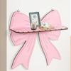Pink Bow Wall Mounted Shelf Wooden Holder Wood Storage Rack Wall Storage Holder  Housewarming Gift