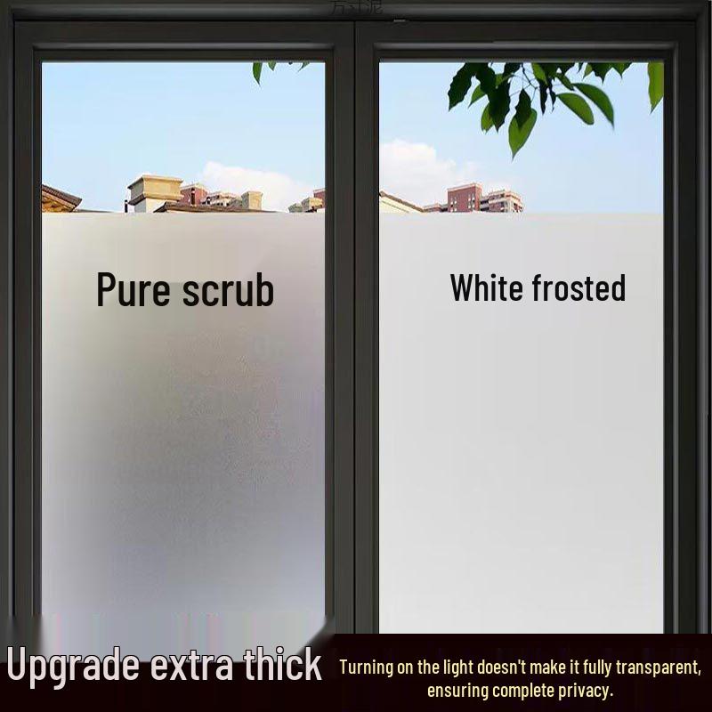 Frosted Glass Window Film: Light-Transmitting, Opaque, Anti-Glare & Privacy-Enhancing for Bathrooms and Showers.