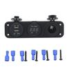 Car Boat Dual USB Charger + LED Voltmeter + Power Outlet Socket 3 Holes Panel