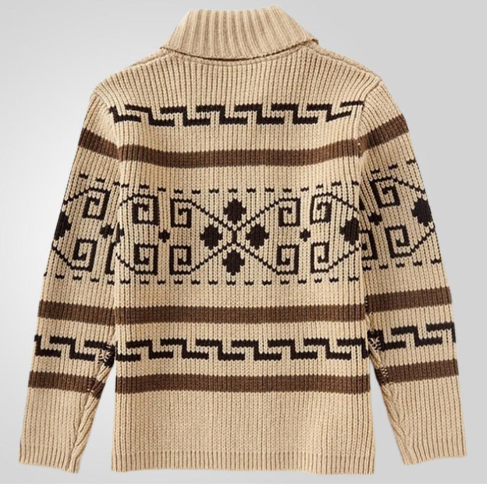 Autumn and Winter New Design Pattern Men's Fashionable Lapel Casual Cardigan Long Sleeved Jacquard Knitted High Weight Sweater Zipper Jacket