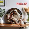 Creative "Holy Family" Round 2D Wood Logo, Garland Decoration, Home Gifts, Living Room, Bar, Cafe, Round Holiday Art Deco, Simple and Stylish Toilet