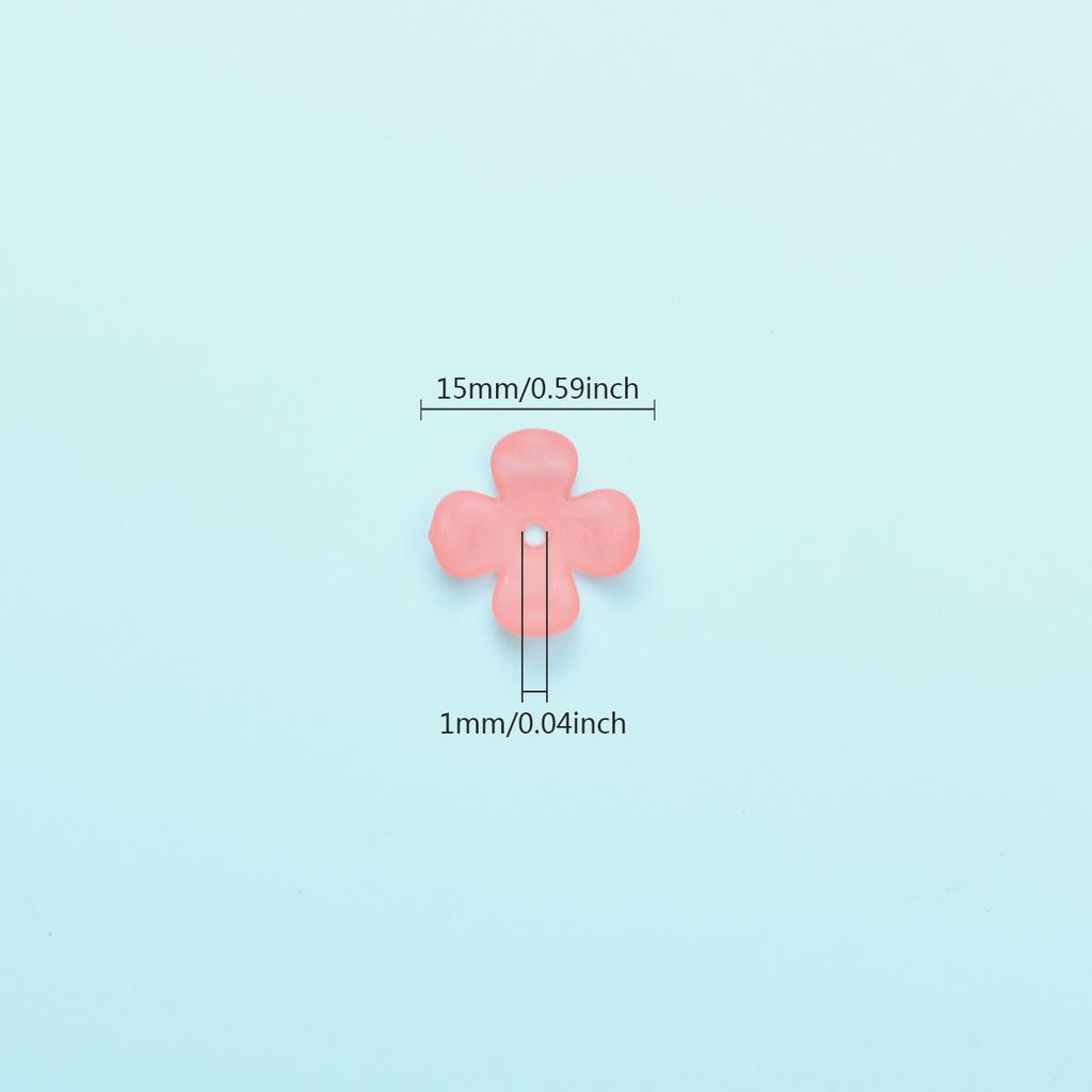 Unisex Fashion Acrylic 4-petal Flower Frosted Materials Floret Receptacle Fashion 15mm Handmade Warm Color Bracelet Necklace 100pcs Beads