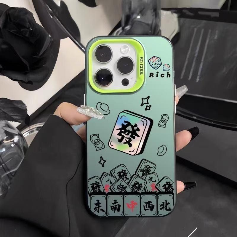 Чехол для мобильного телефона Fa Cai Mahjong подходит для iPhone 16, Apple 15 Pro Max/14, противоударный, 13 Pro/12, новый 11 XR