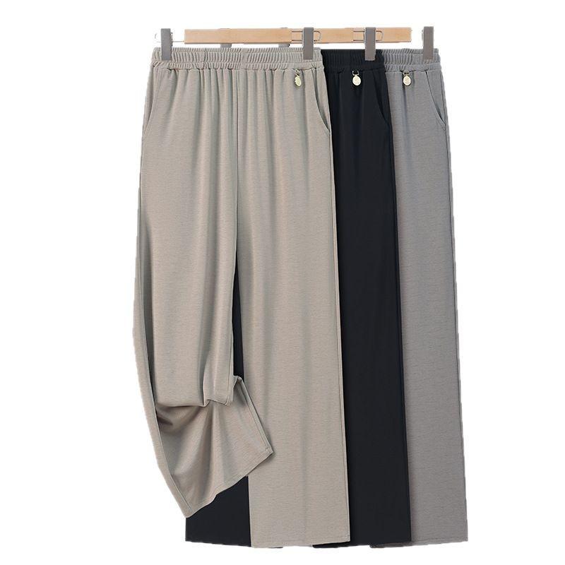 Mom's Summer Pants Grandma's Thin Cropped Pants Women's Pants High Waist Straight Leg Loose Grandma Pants
