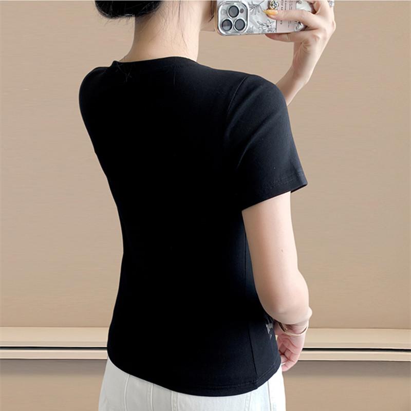 New Women Chic Leopard Print Patchwork Summer T-shirt Elegant O-neck Short Sleeve Irregular Tops Casual Ladies Slim Cotton Tees