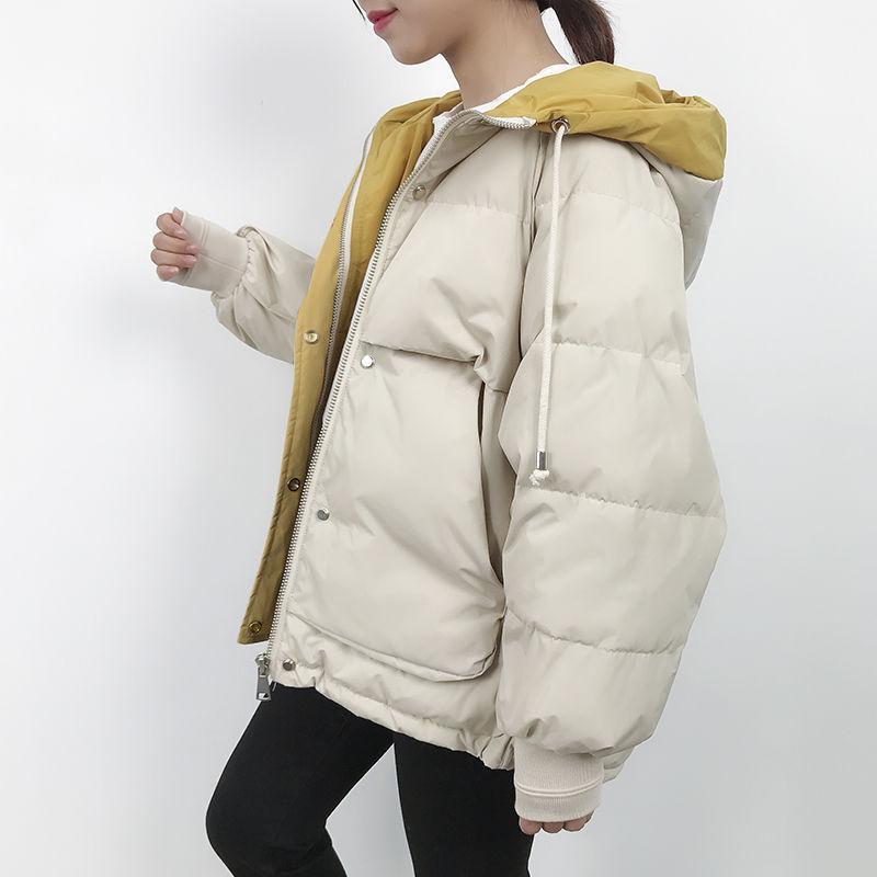 Women Parka Winter Hooded Cotton Jacket Warm Students Puffer Jacket Coat Pockets Quilted Solid Casual Korean Fashion Coats