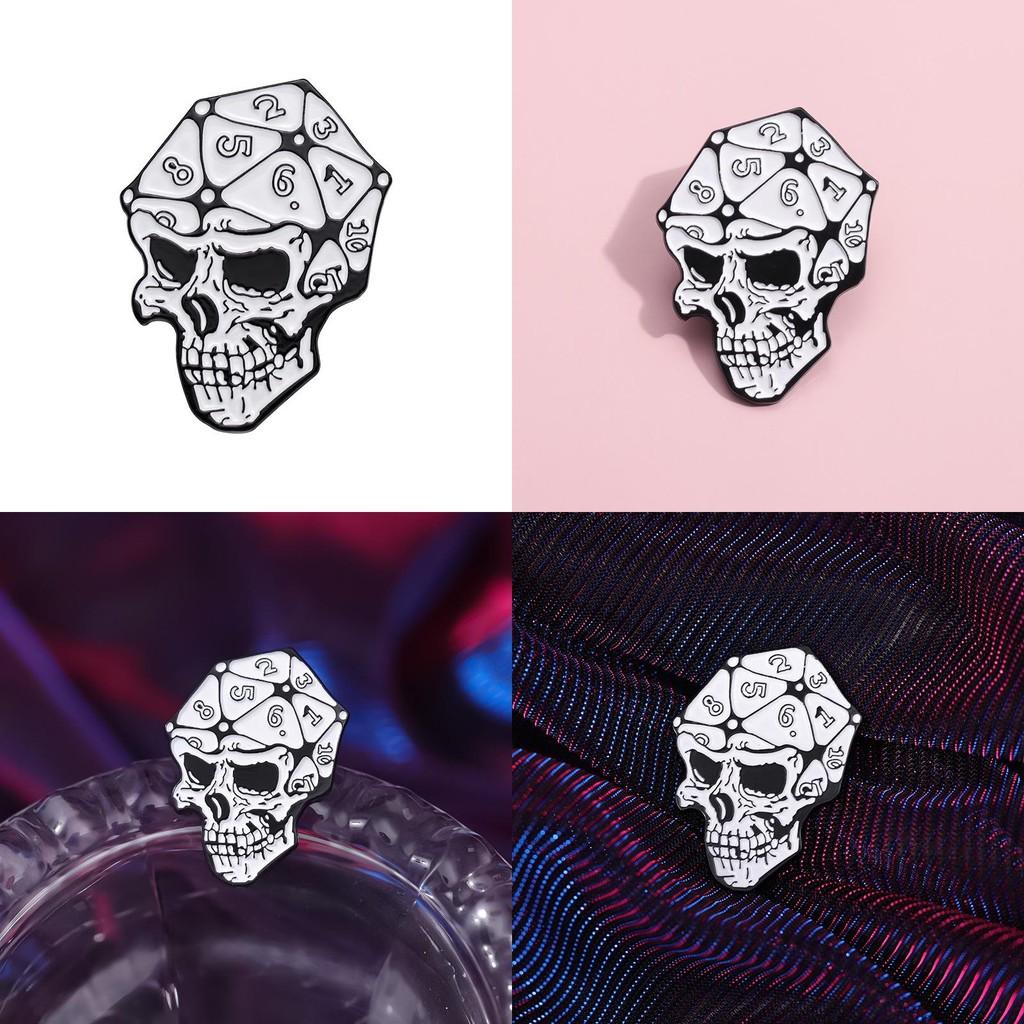 Привлекательная мультяшная булавка в виде головы черепа на модную тему игральных костей из сплава