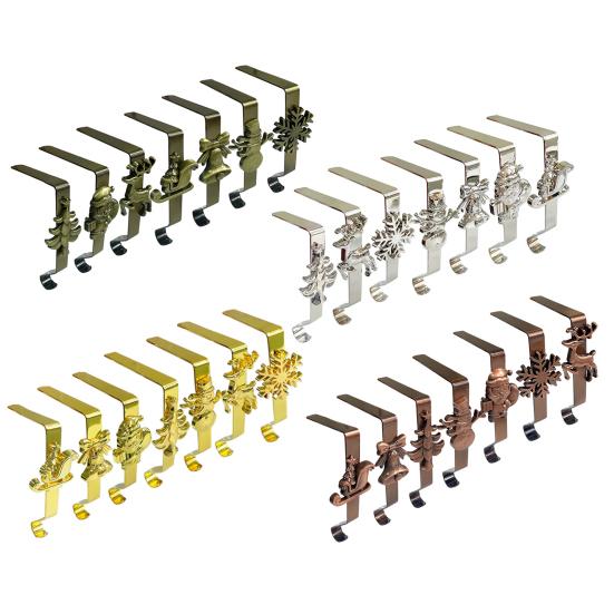 7 шт./набор Рождественские крючки для чулок Каминная полка Рождественский держатель для чулка Праздничные вешалки для чулок для подвешивания венков, украшений, подарков