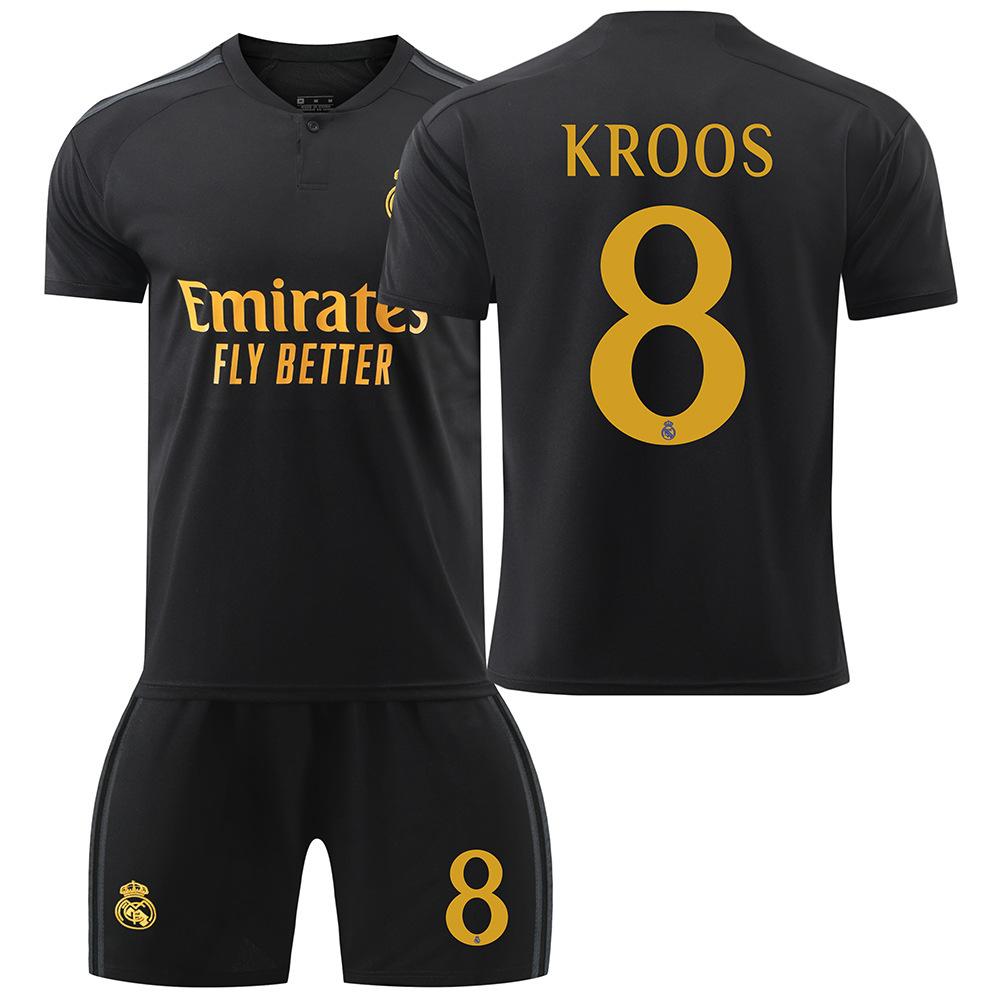 Второй гостевой костюм Реал Мадрид Черный Винисиус Куртуа Беллингем Футбольный костюм