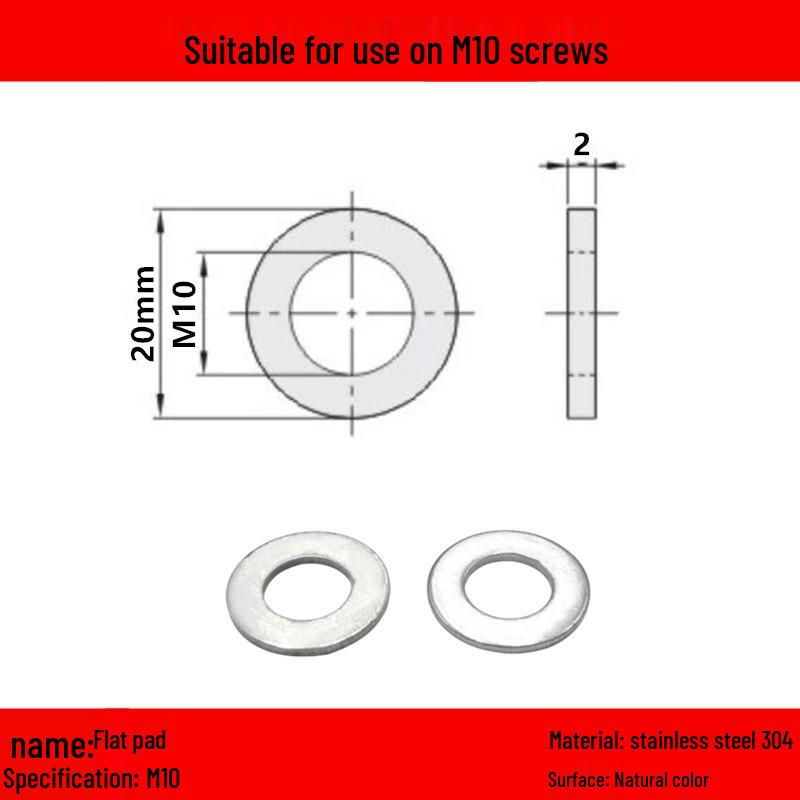 Galvanized/Stainless Steel Flat Washer Spacer - Sizes: M3, M4, M5, M6, M8, M10, M12