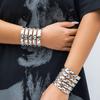 JMXD-jewelry, Liquid Percussion Pattern Hollow Line Open Bracelet, Exaggerated Punk Wide-sided Geometric Bracelet