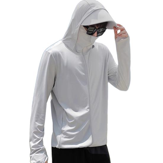 Мужская солнцезащитная куртка с капюшоном и длинным рукавом, застежка-молния, солнцезащитная одежда, однотонная дышащая верхняя одежда для рыбалки