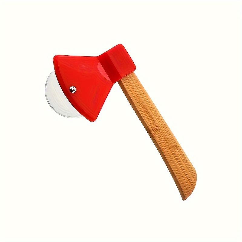 1 Axe Pizza Knife, Durable Stainless Steel Blade with Comfortable Bamboo Handle, Innovative Baking Cutter, Kitchen Small Tool