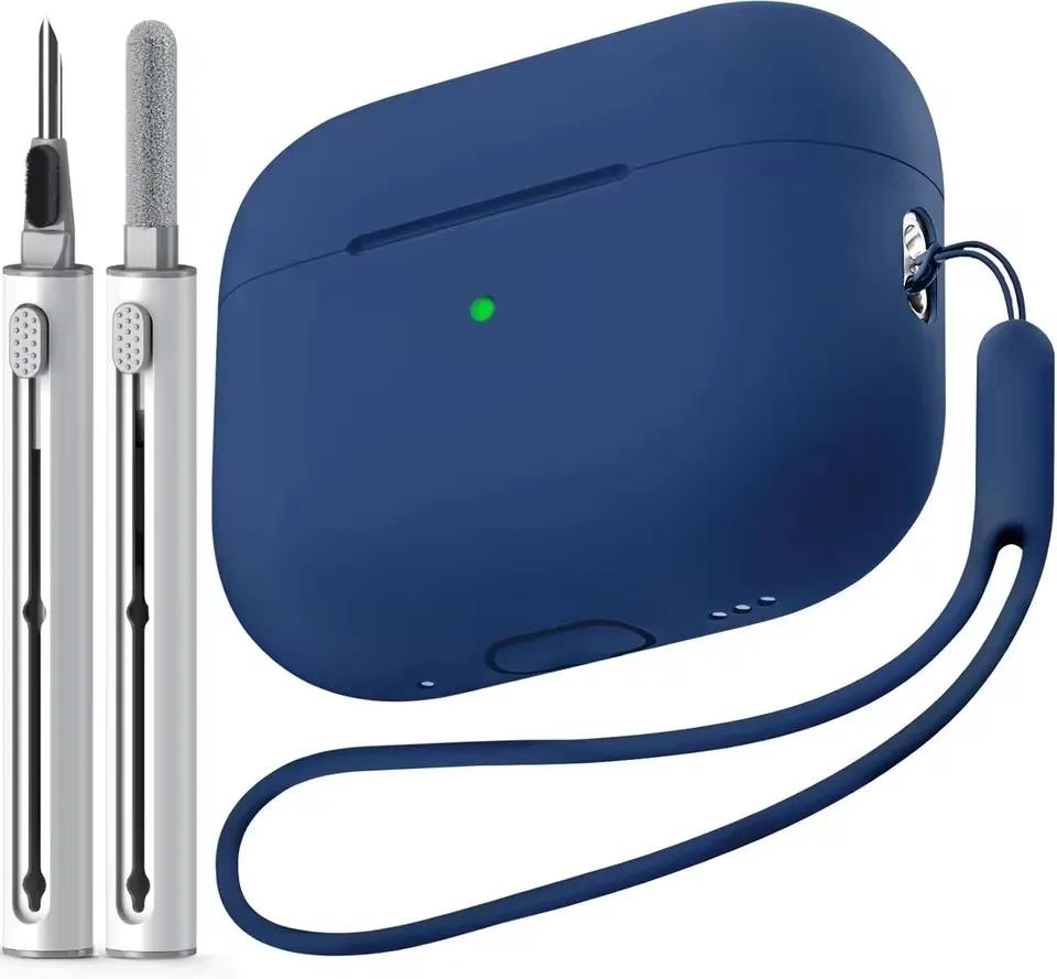 Чехол для Airpods pro 2 с набором для чистки Мягкий силиконовый защитный чехол для Apple Airpods pro 2-го/1-го поколения