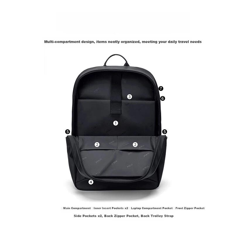 POLO Travel Backpack, 15.6/16 Inch Laptop Bag, Business Trip Bag, Grey