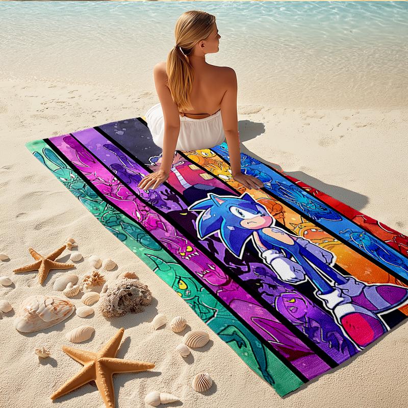 1Pc Sonic'S Colorful Adventures Beach Towel, Quick Dry, Multi-Use for Beach Pool Gym Yoga Home Travel, Christmas, Halloween, Xmas Gift M929197
