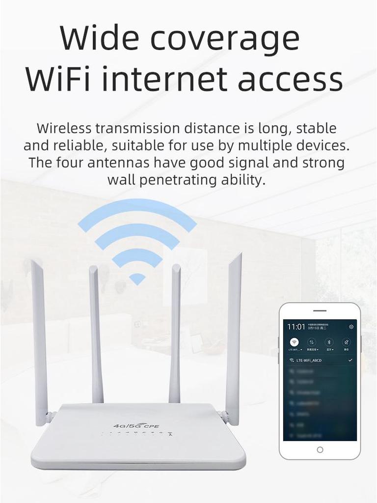 4G WiFi 6 Router with LTE SIM Support for US, Canada, Mexico, Argentina, Brazil