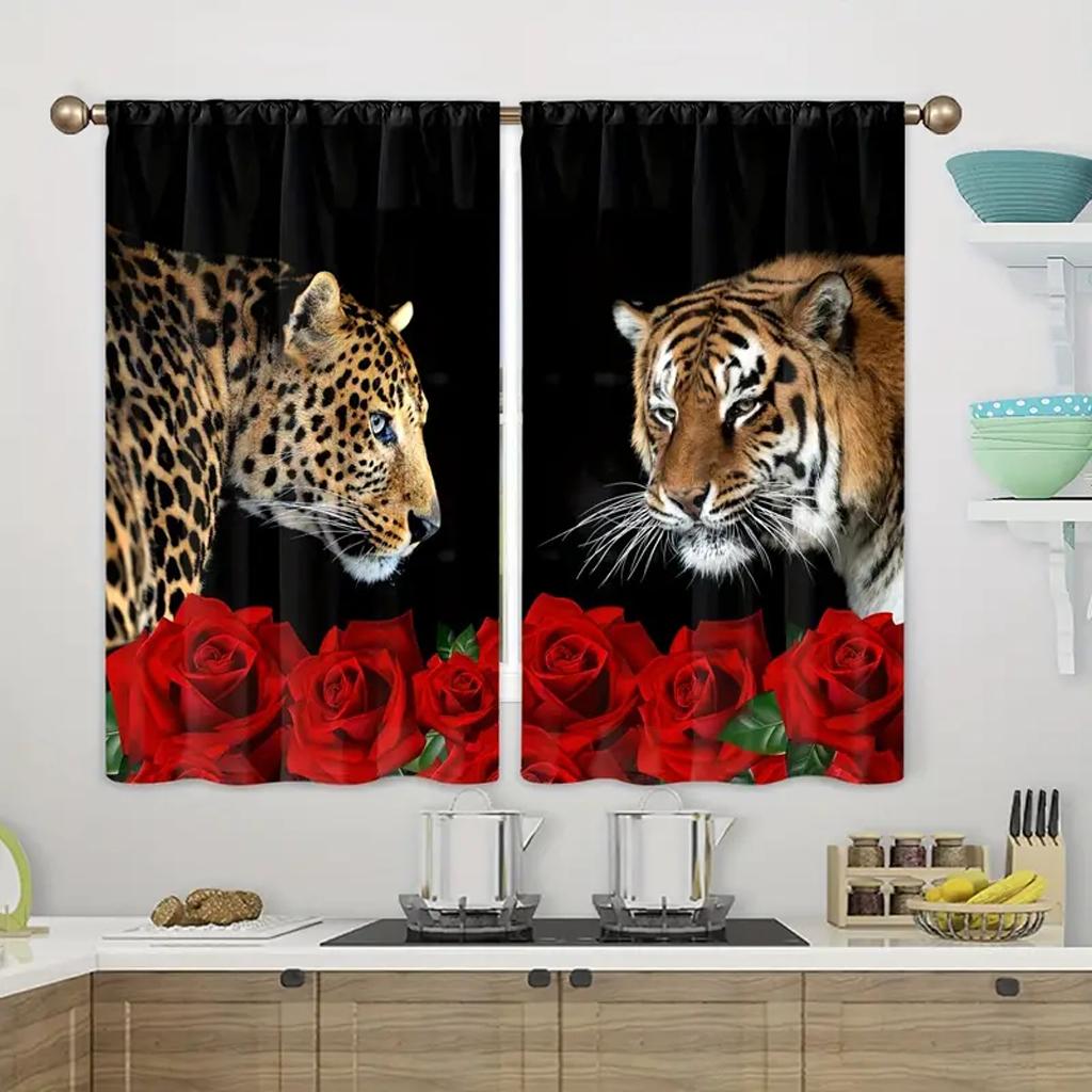 New Modern Style Butterfly Rose 3D Digital Printed Thin Curtain for Boys Girls Room Bedroom Window Curtain 2 Pieces Rod Pocket