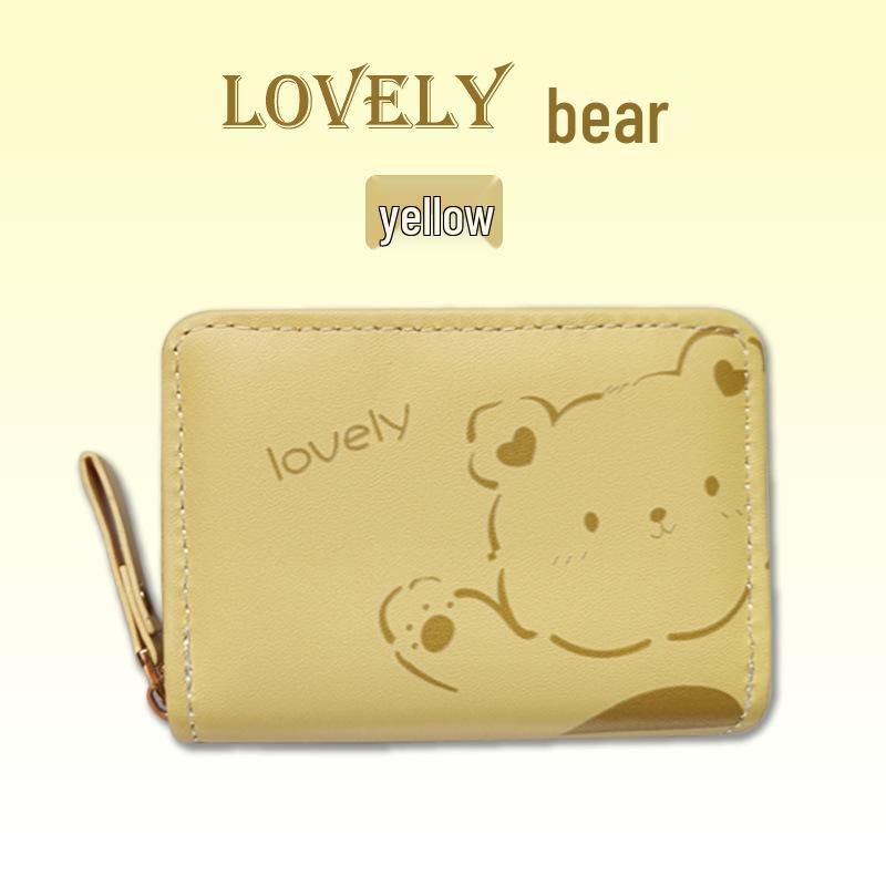 Women's Cute Cartoon Mini Card Holder Wallet - Multi-Slot, Zipper, Japanese/Korean Style, 2025 New