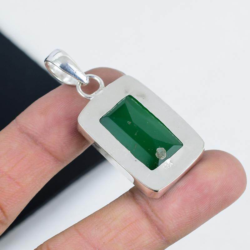 Изящный кулон с драгоценным камнем из зеленого оникса, серебро 925 пробы — дизайн ручной работы, повседневные украшения, уникальный кулон с зеленым ониксом в подарок любимому человеку