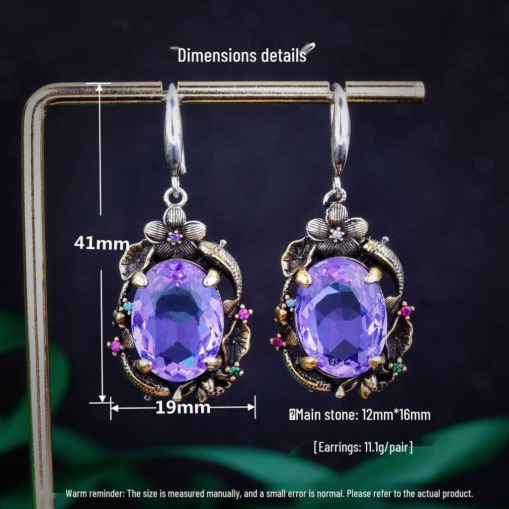 Итальянский ретро-филигранный комплект украшений «Двойная рыба-лотос»: Браслет «Листья лотоса», подвеска с драгоценными камнями, серьги и кольцо.