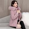 Winter Women Jacket Padded Windproof Cold-proof Zipper Closure Outerwear with Detachable Hood Stand Collar Neck Protection Drawstring Waist Jacket